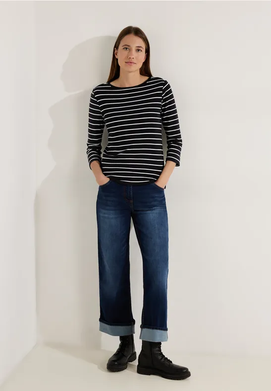 Basic Streifenshirt Black