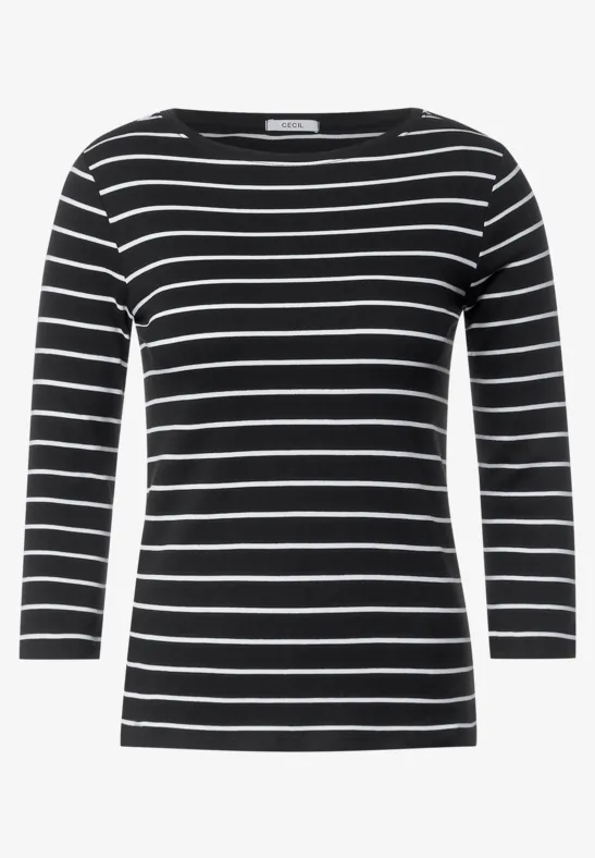 Basic Streifenshirt Black