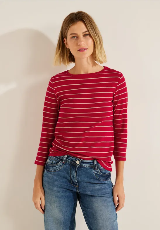 Basic Streifenshirt casual red
