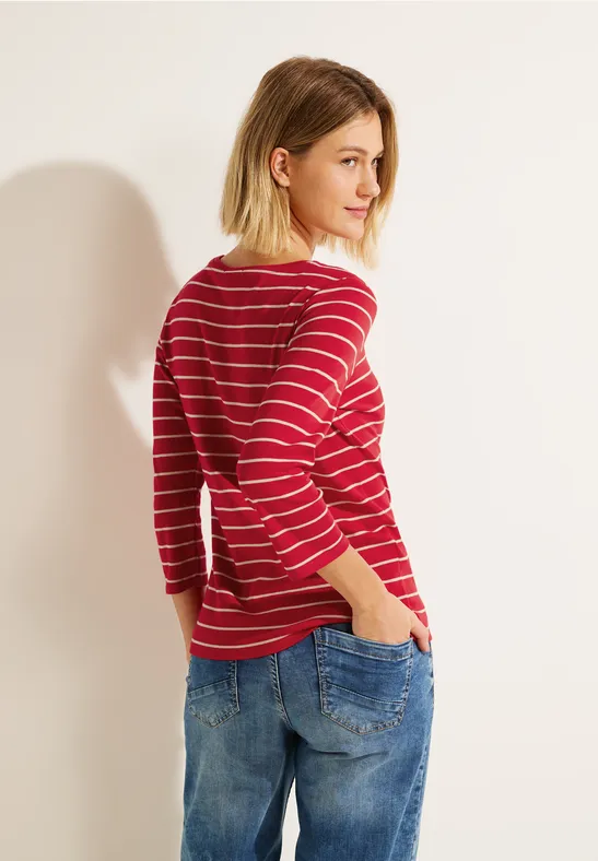 Basic Streifenshirt casual red