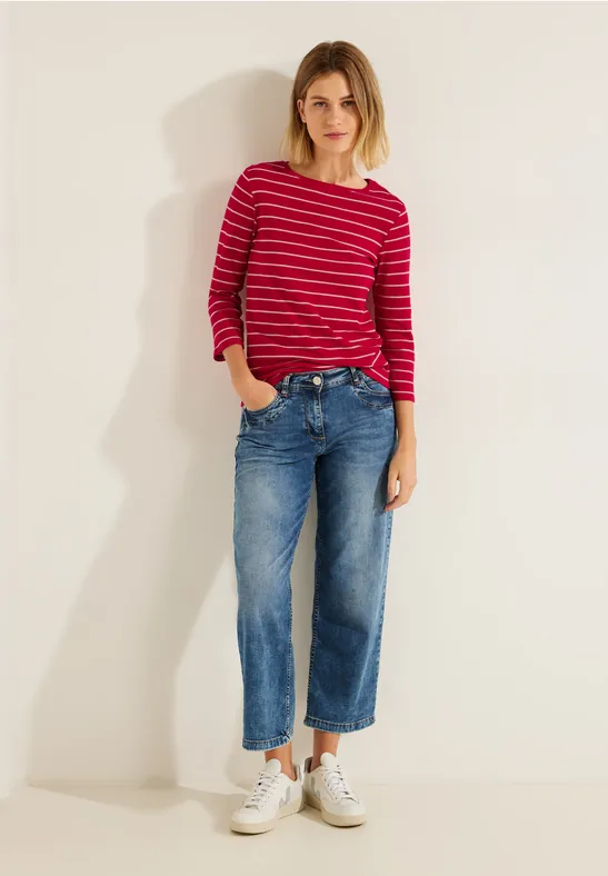 Basic Streifenshirt casual red