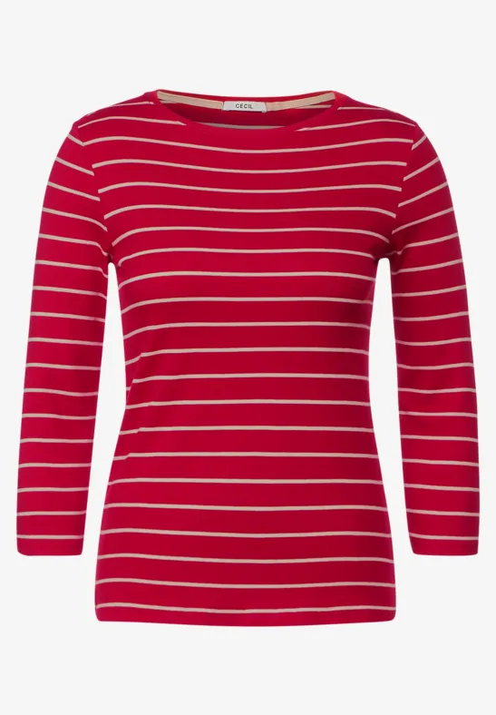 Basic Streifenshirt casual red