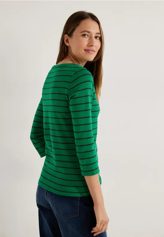 Basic Streifenshirt easy green