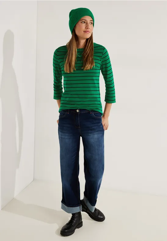 Basic Streifenshirt easy green