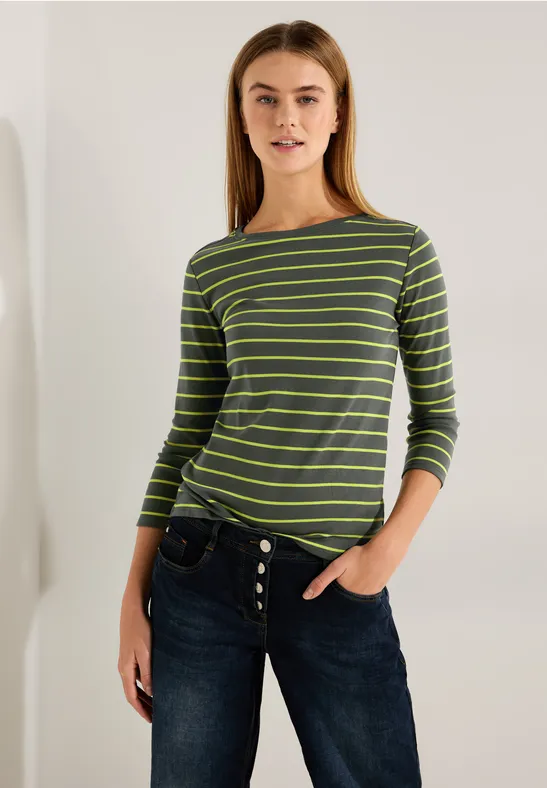 Basic Streifenshirt dynamic khaki