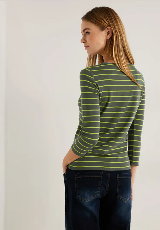 Basic Streifenshirt dynamic khaki