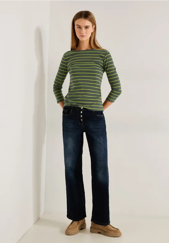 Basic Streifenshirt dynamic khaki