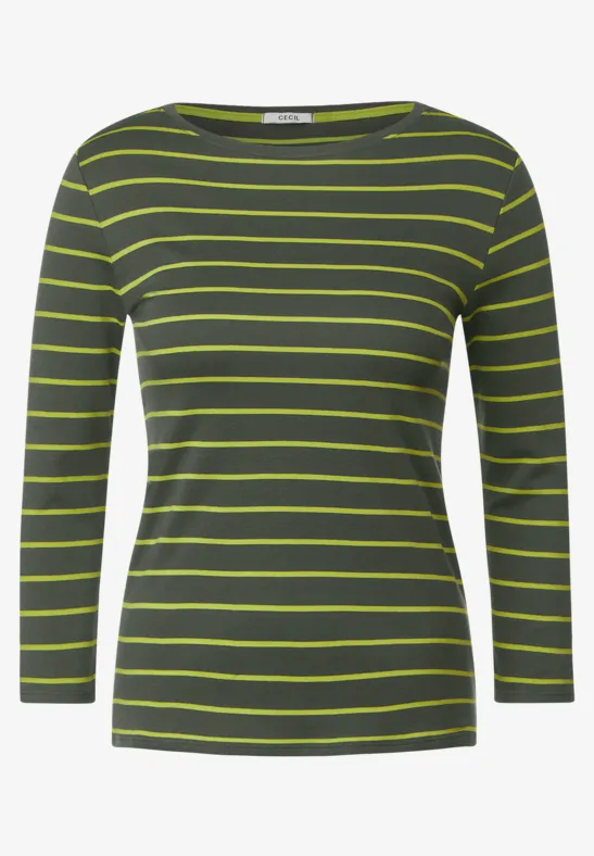 Basic Streifenshirt dynamic khaki