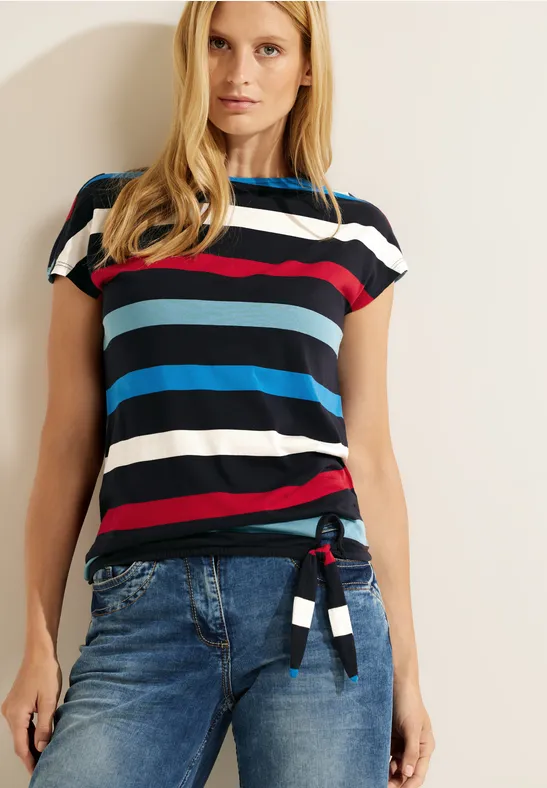 T-shirt met knoopdetail night sky blue
