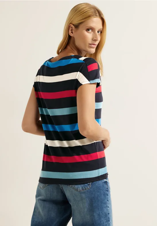 T-shirt met knoopdetail night sky blue