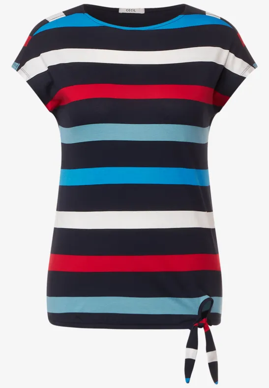 T-shirt met knoopdetail night sky blue