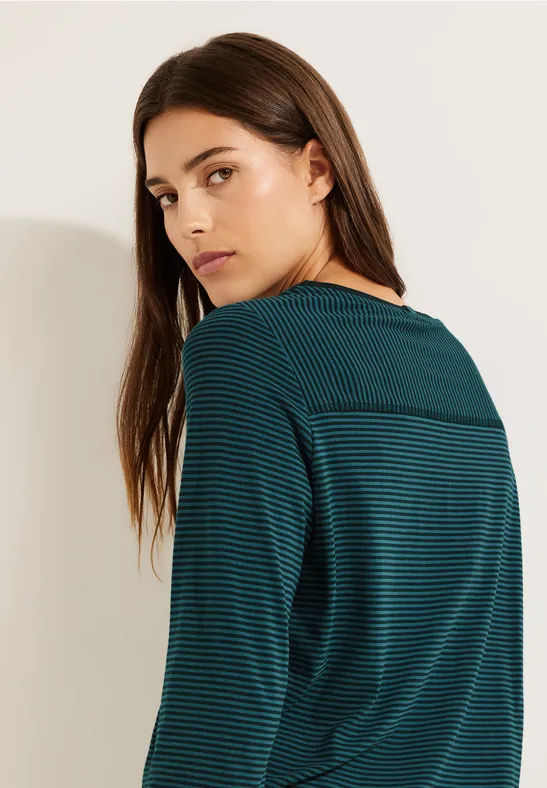 Gestreept shirt deep lake green