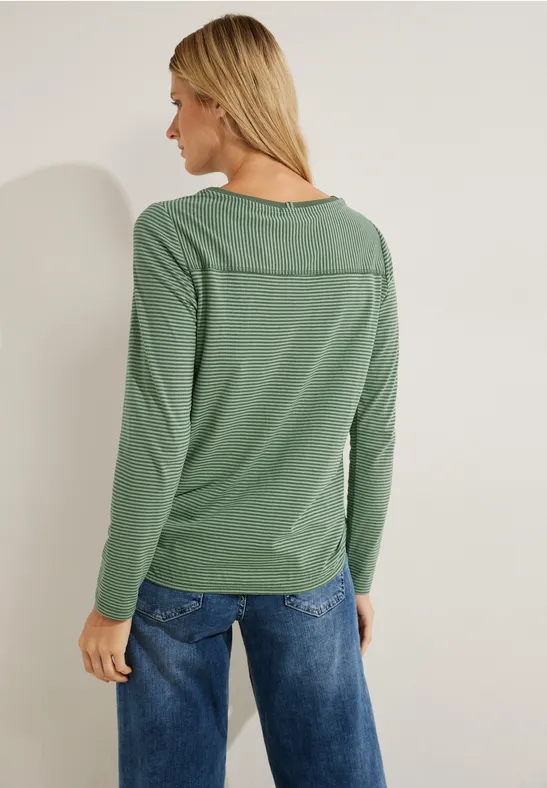 Gestreept shirt clear sage green