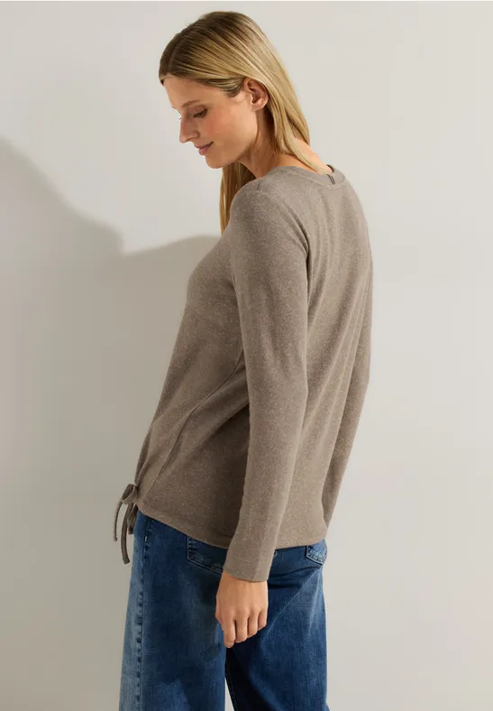 T-shirt à manches longues chiné taupe melange