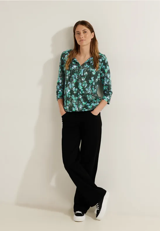 Tunikashirt mit Blumenprint deep pine green