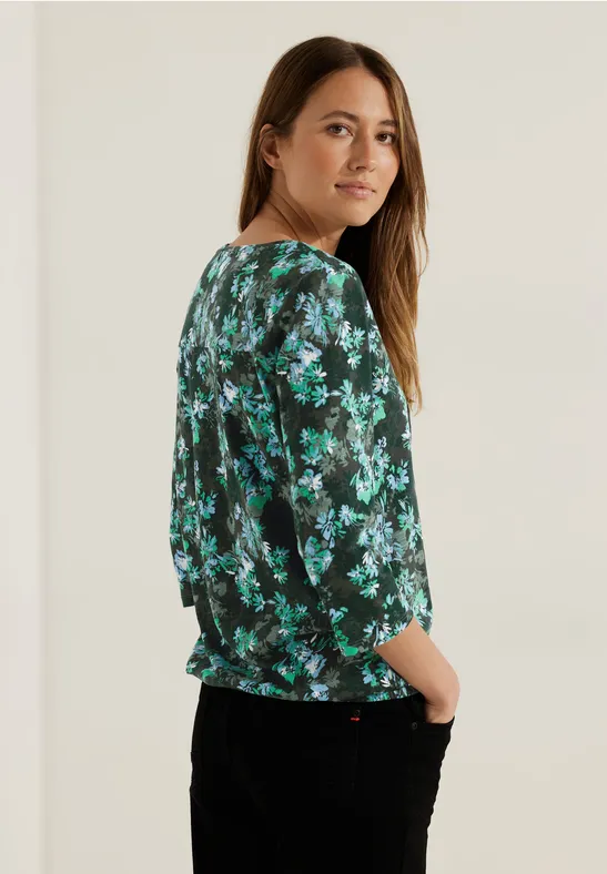 Tunikashirt mit Blumenprint deep pine green