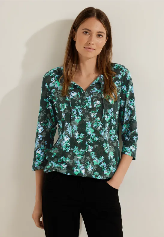 Tunikashirt mit Blumenprint deep pine green