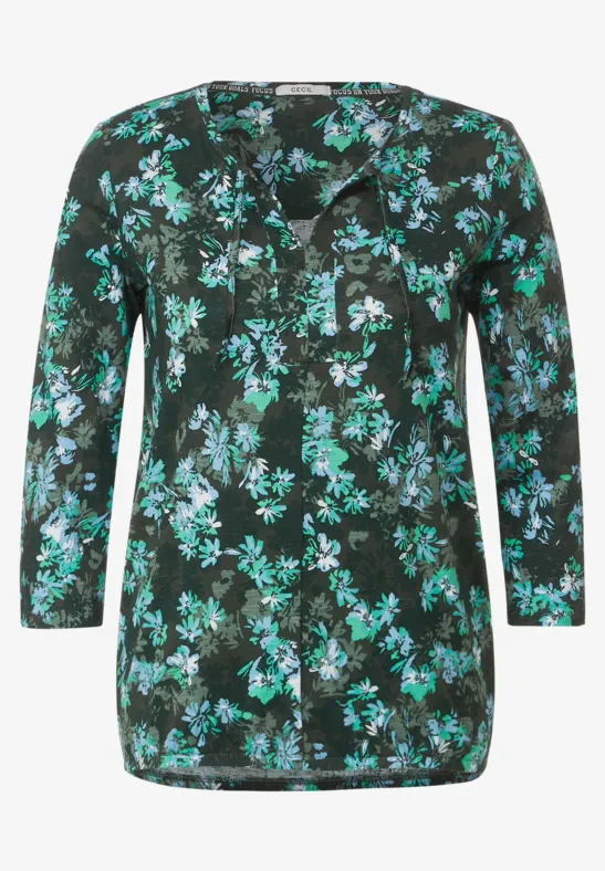 Tunikashirt mit Blumenprint deep pine green
