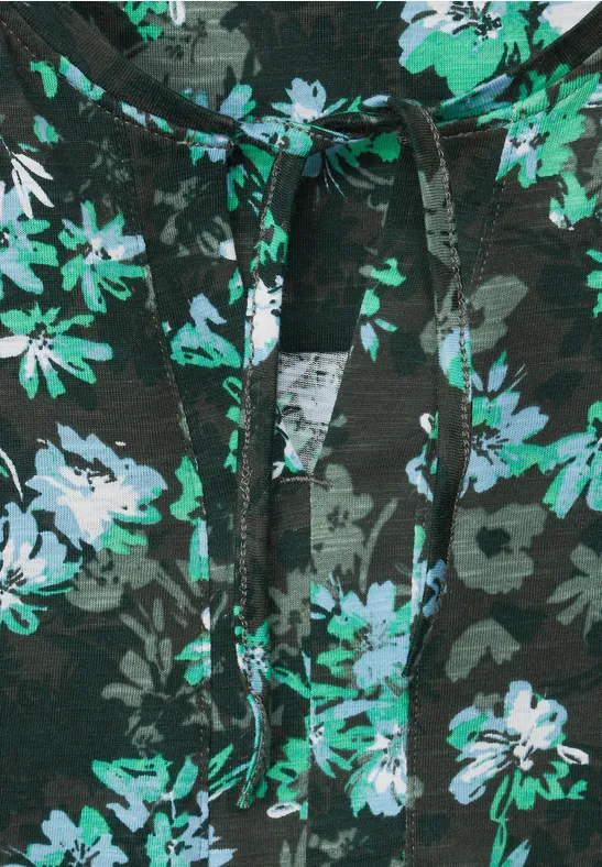 Tunikashirt mit Blumenprint deep pine green