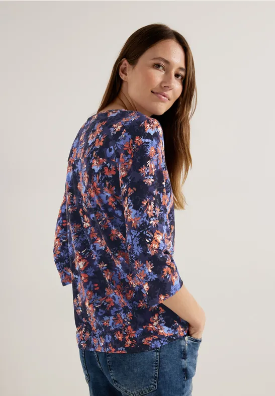 Tunikashirt mit Blumenprint night sky blue