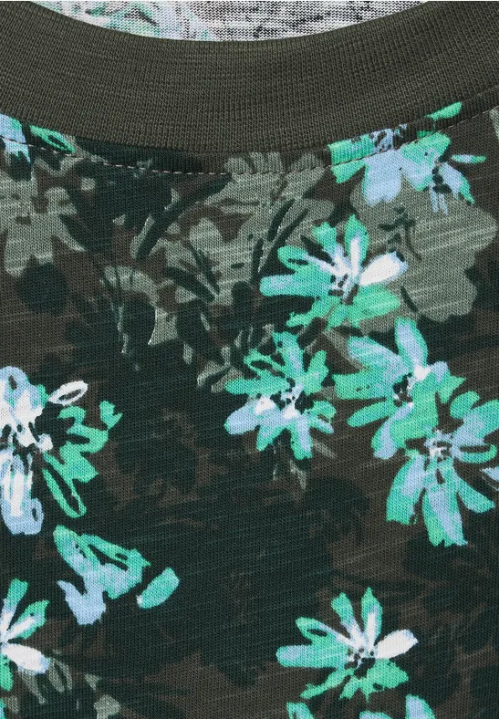 T-shirt à imprimé floral deep pine green