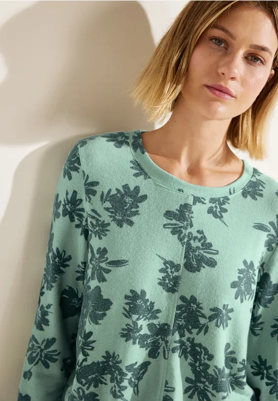 Shirt mit Blumenmuster clear sage green melange