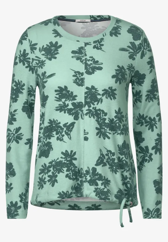 Shirt mit Blumenmuster clear sage green melange