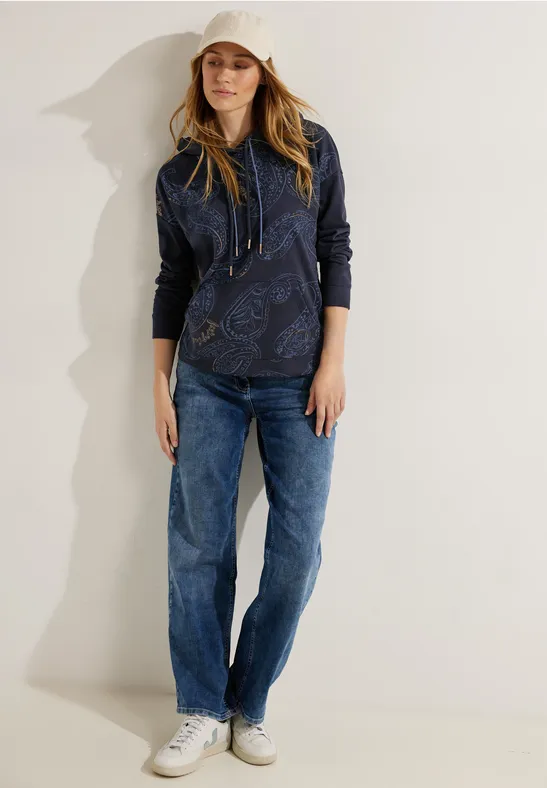 Hoodie met paisley-patroon night sky blue