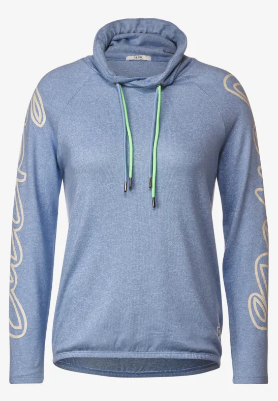 SCosy shirt met zeer ruime kraag real blue melange