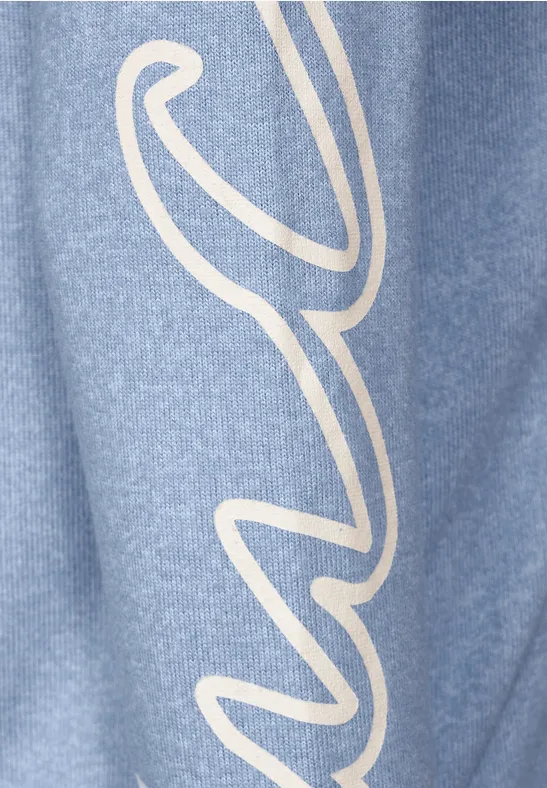 SCosy shirt met zeer ruime kraag real blue melange