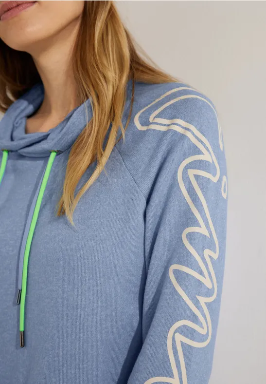 SCosy shirt met zeer ruime kraag real blue melange