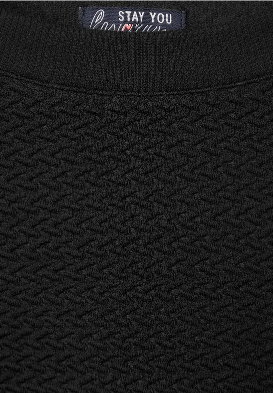 Shirt met lange mouwen en structuur Black