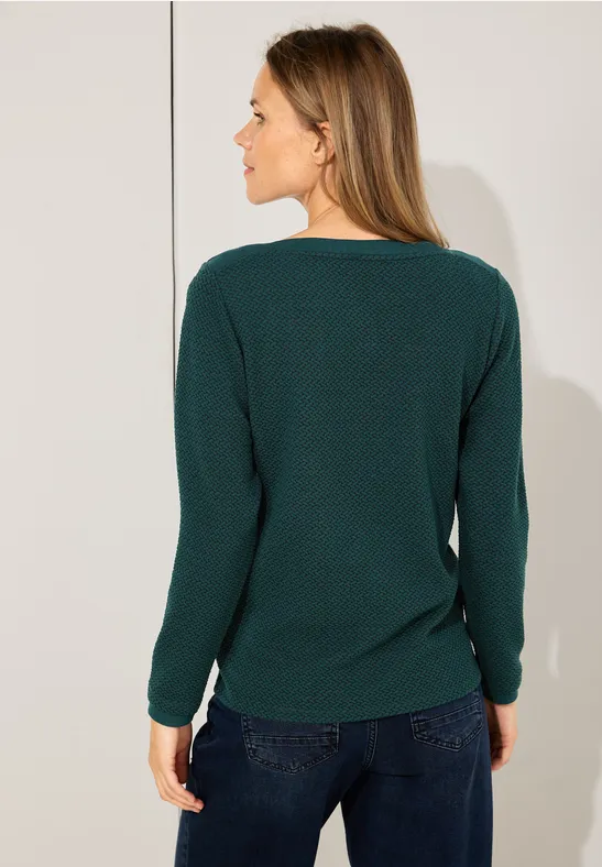 Shirt met lange mouwen en structuur deep lake green