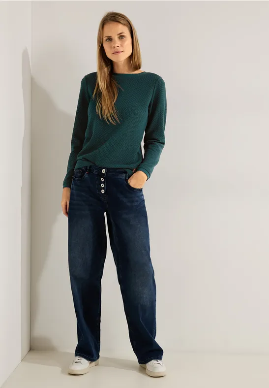 Shirt met lange mouwen en structuur deep lake green