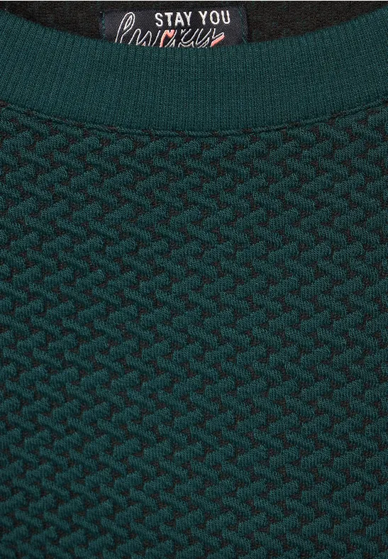 Shirt met lange mouwen en structuur deep lake green