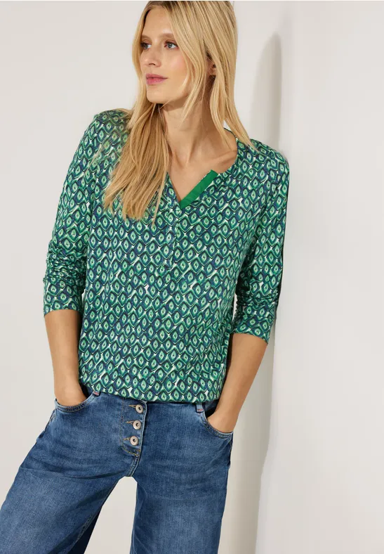 Tunikashirt mit Minimalprint easy green