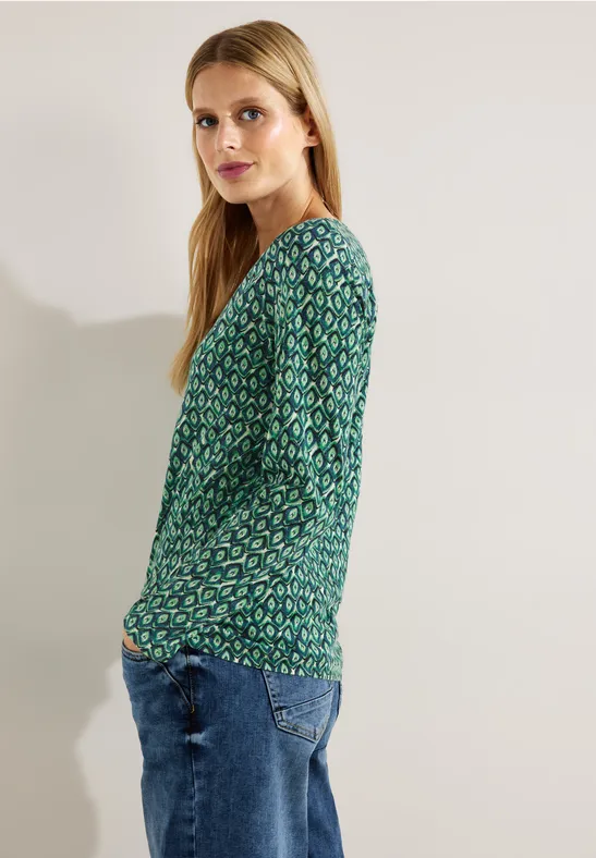 Tunikashirt mit Minimalprint easy green