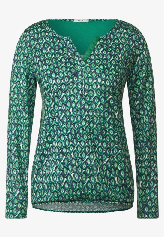 Tunikashirt mit Minimalprint easy green