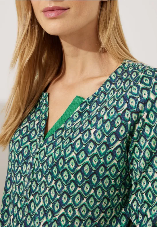 Tunikashirt mit Minimalprint easy green