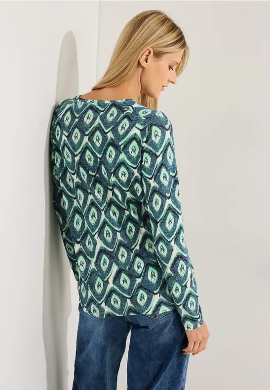 Shirt met lange mouwen en print easy green