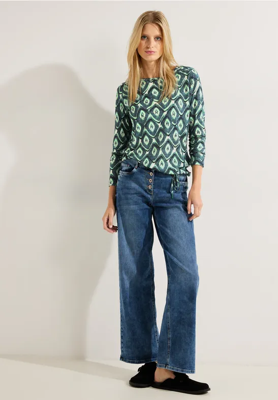 Shirt met lange mouwen en print easy green