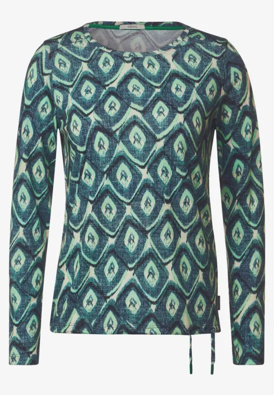 Shirt met lange mouwen en print easy green