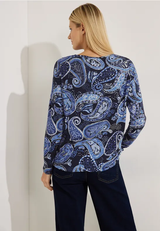 Paisley Langarmshirt night sky blue
