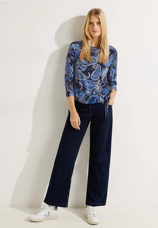 Paisley Langarmshirt night sky blue