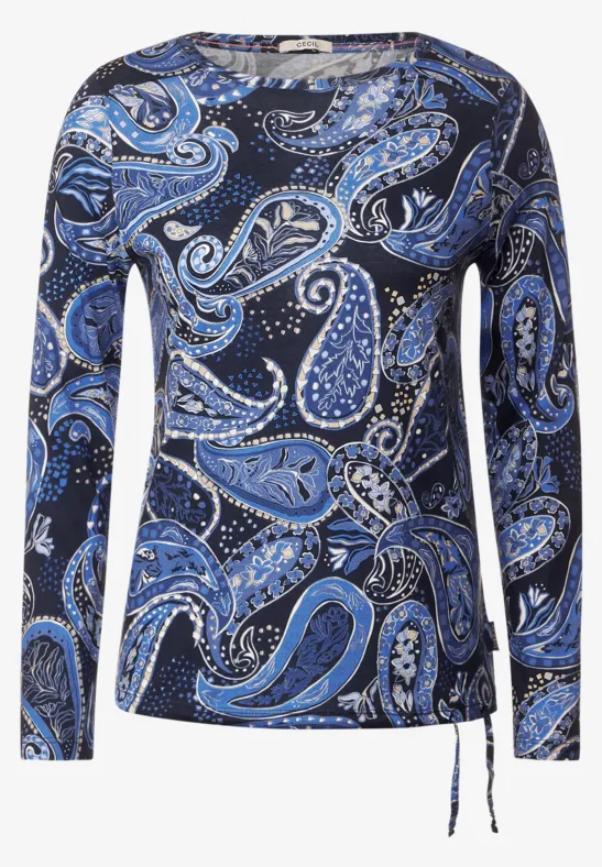 Paisley Langarmshirt night sky blue