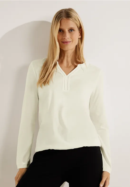 Lange shirt met elastische band vanilla white
