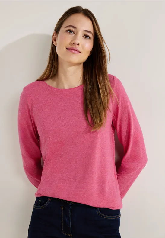 Langarmshirt mit Gummibund cosy coral melange
