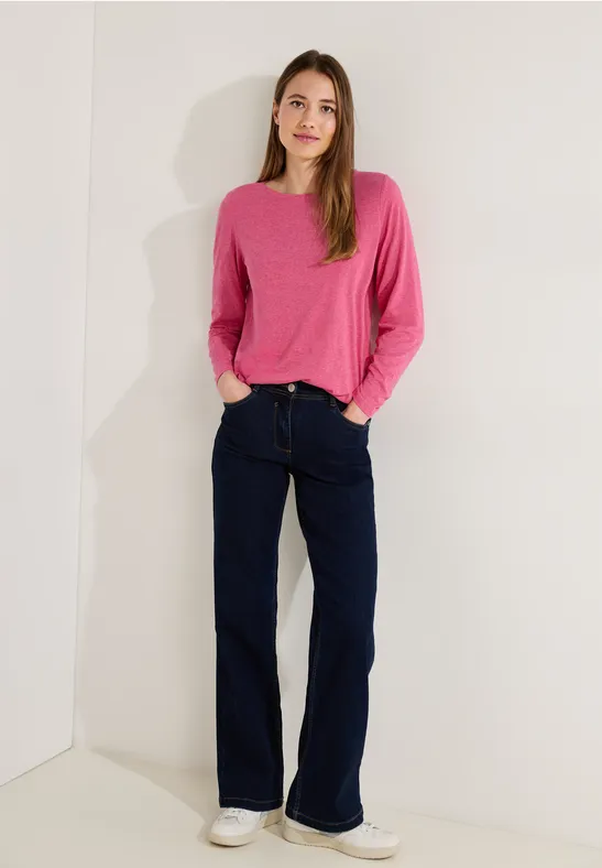 Langarmshirt mit Gummibund cosy coral melange