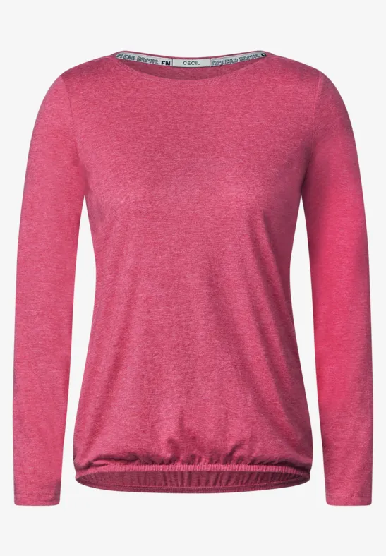 Langarmshirt mit Gummibund cosy coral melange