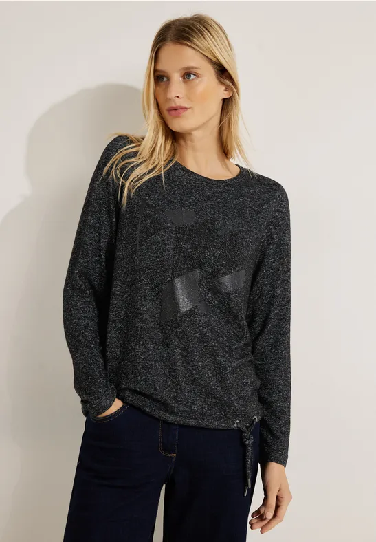 Softes Shirt mit Frontprint black melange